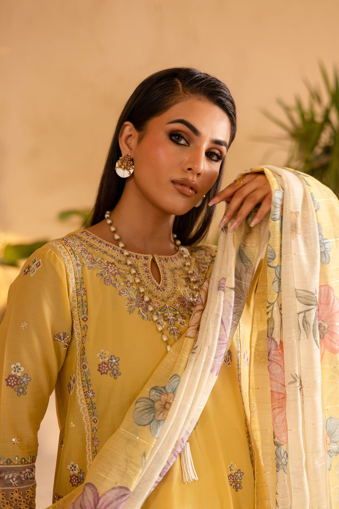 Batik | Nyra Embroidered Summer Solids | Maize - Official Batik - Agha Fabrics UK