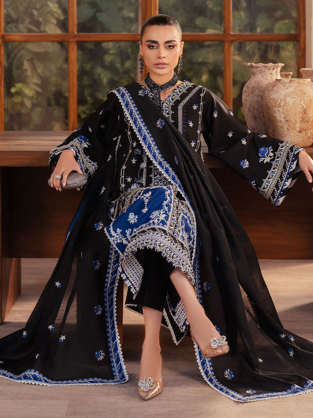 Bin Ilyas | Mehroze Luxury Lawn 25 | 95 - B - Official Bin Ilyas - Agha Fabrics UK