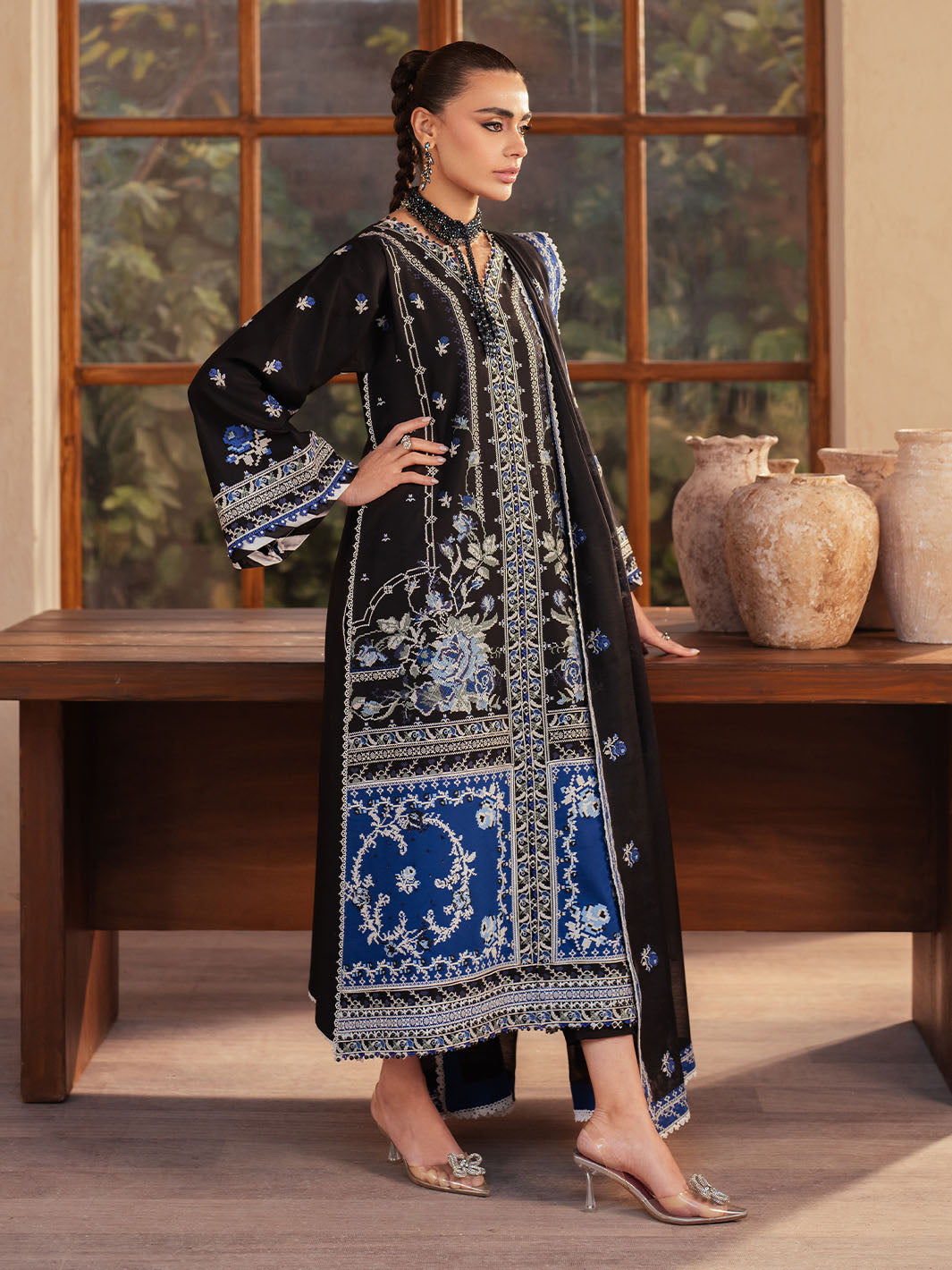 Bin Ilyas | Mehroze Luxury Lawn 25 | 95 - B - Official Bin Ilyas - Agha Fabrics UK