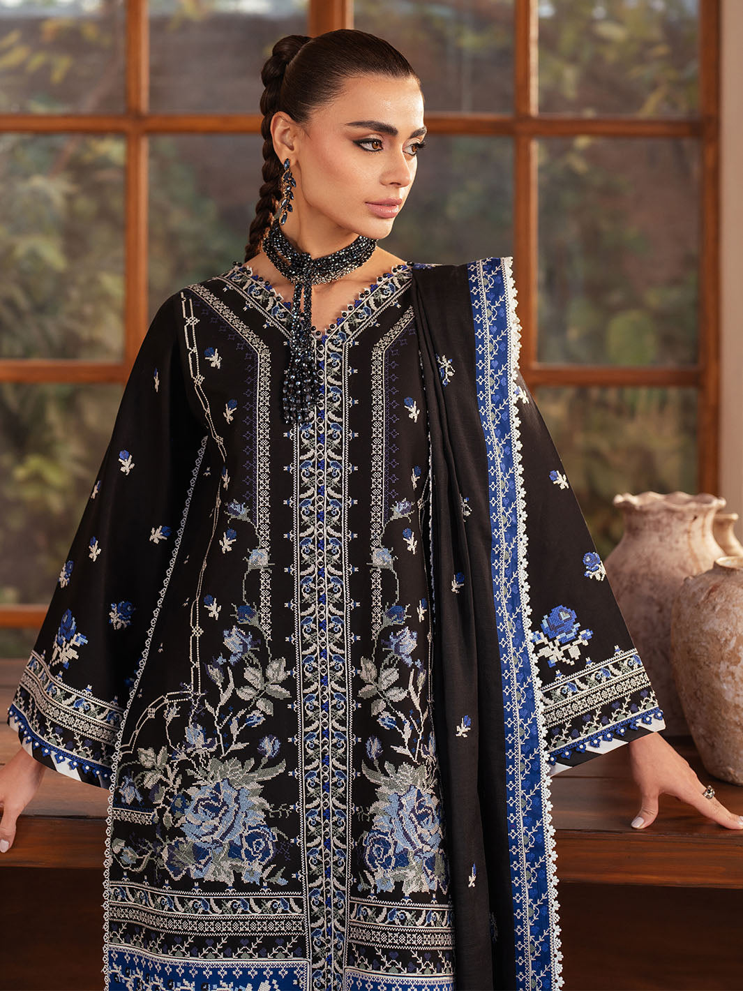 Bin Ilyas | Mehroze Luxury Lawn 25 | 95 - B - Official Bin Ilyas - Agha Fabrics UK