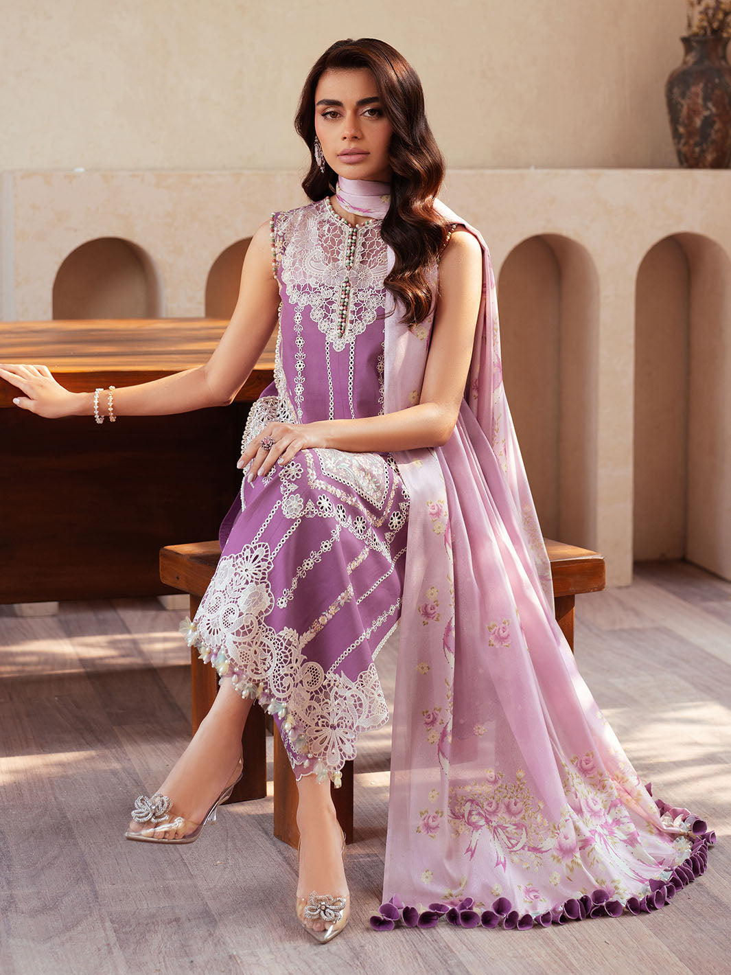 Bin Ilyas | Mehroze Luxury Lawn 25 | 96 - A - Official Bin Ilyas - Agha Fabrics UK