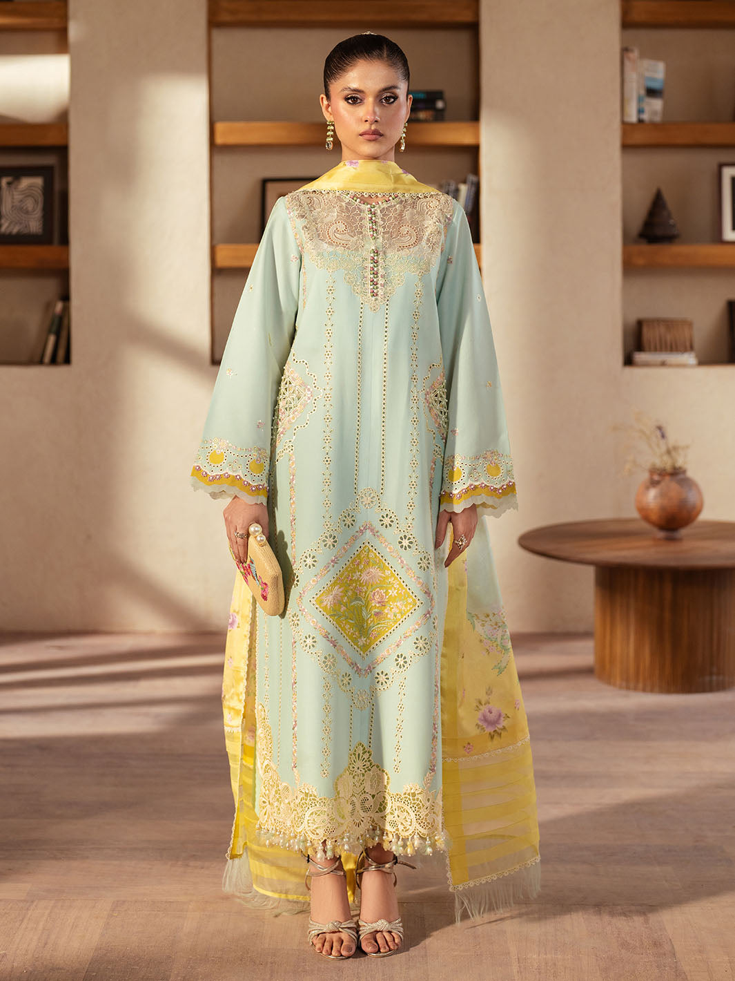Bin Ilyas | Mehroze Luxury Lawn 25 | 96 - B - Official Bin Ilyas - Agha Fabrics UK
