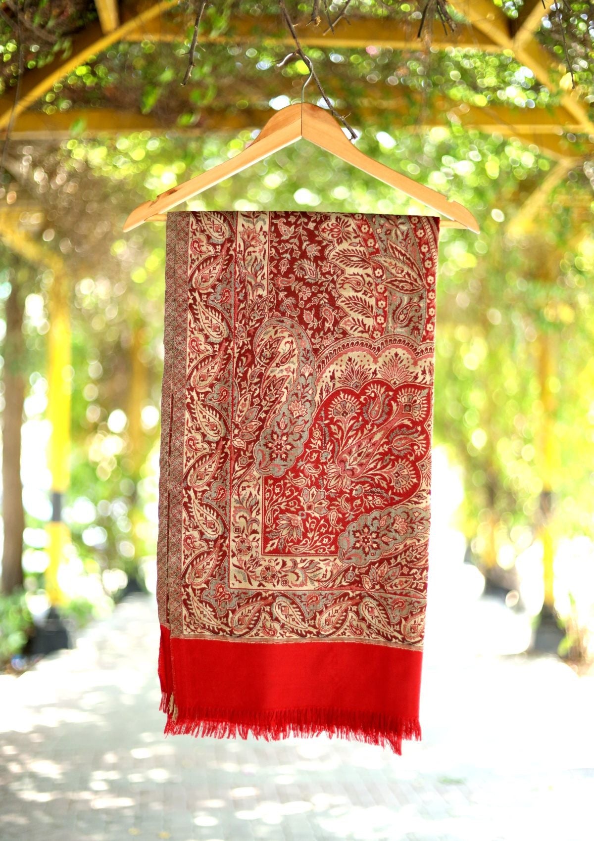 Wool Jamawar Shawl D - 01 - Maroon