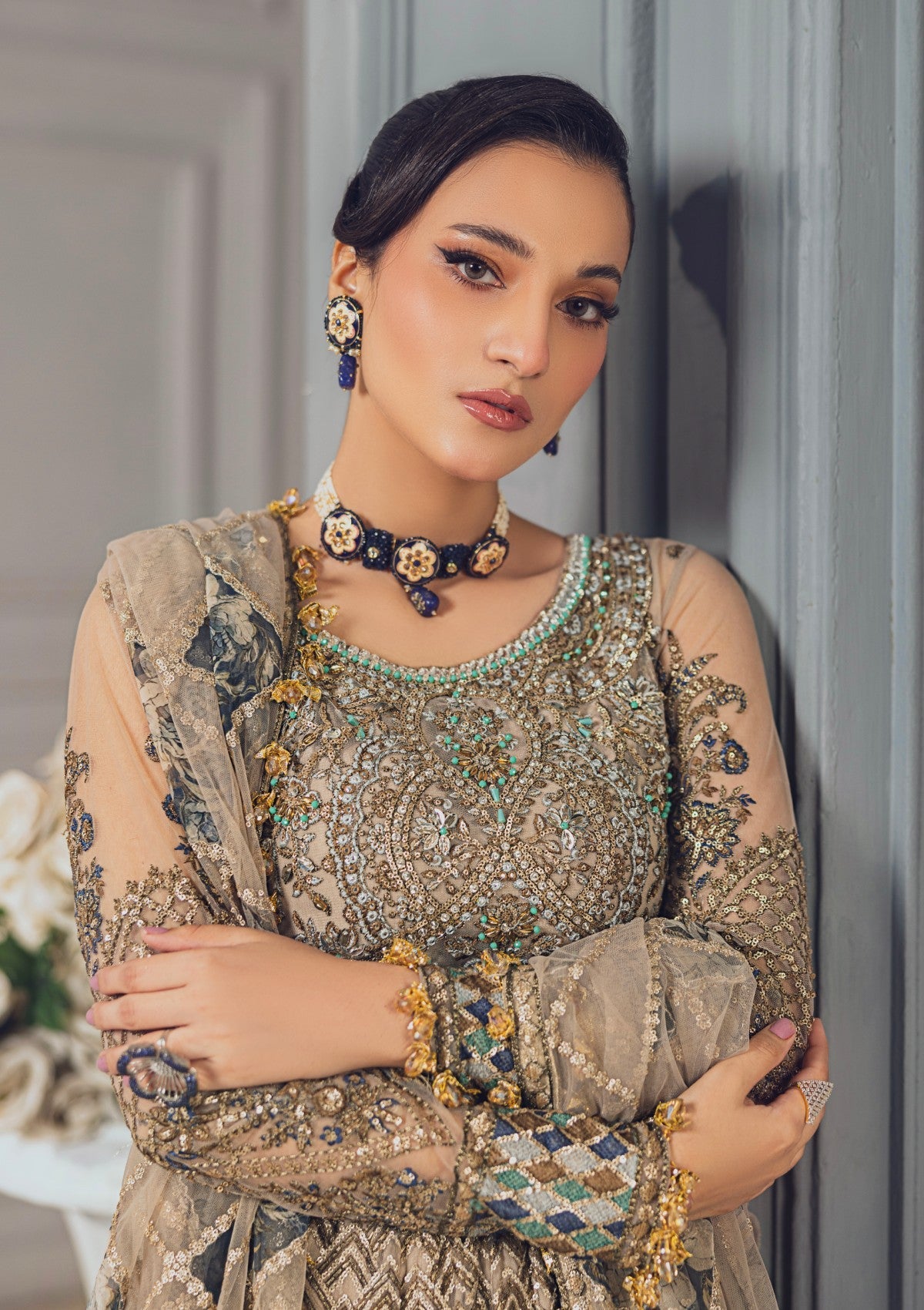 Formal Collection - Rubaaiyat - Wedding Edit 24 - Skin Gold - Official Rubaaiyat - Agha Fabrics UK