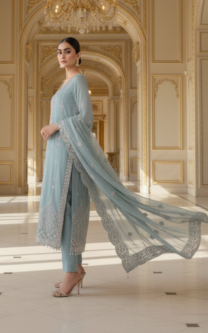 Threads and Motifs | Formal Dresses 25 | Embroidered Shirt With Trouser And Dupatta