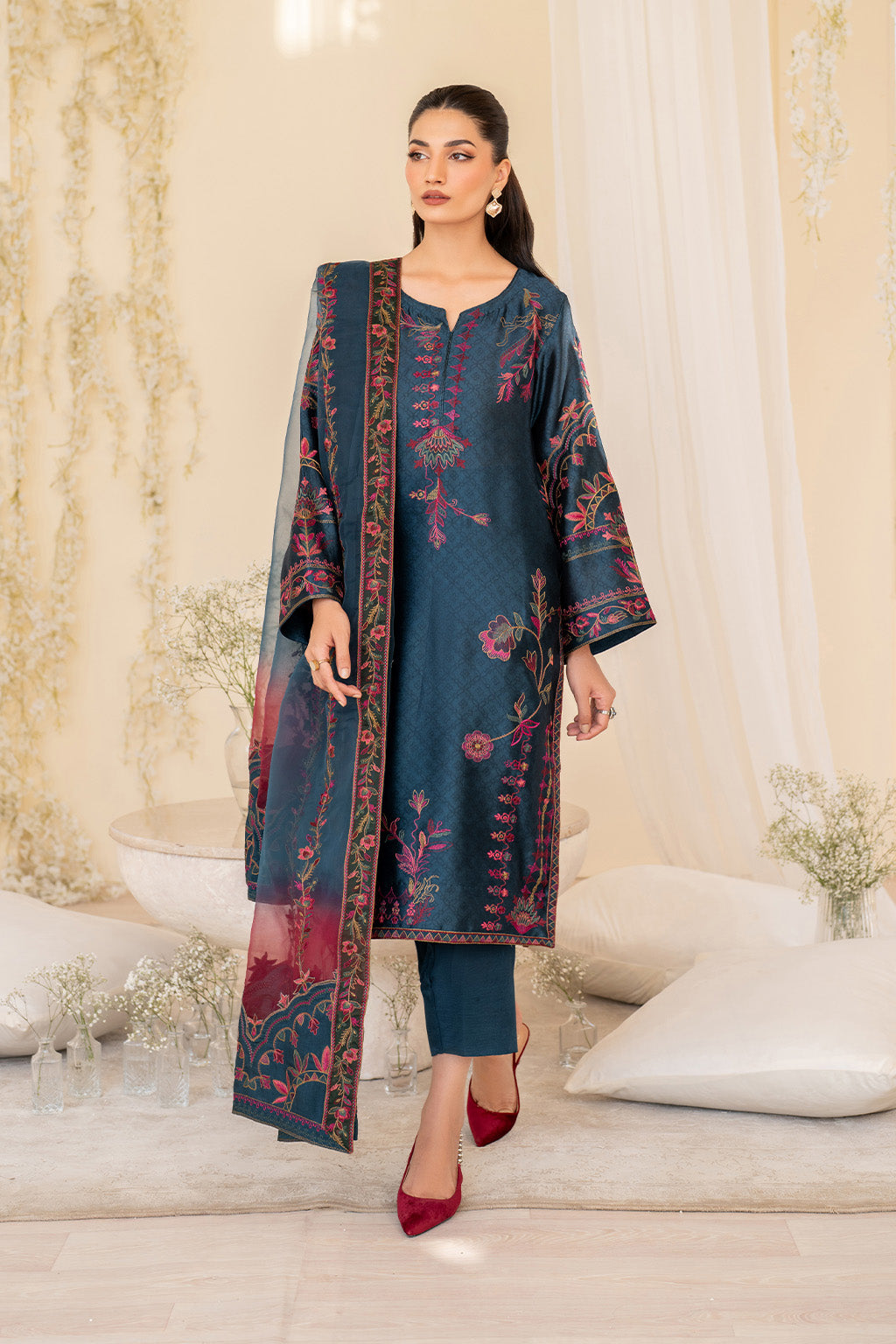 Iznik | Festive Formal | UE-379 Embroidered Pure silk - Official Iznik - Agha Fabrics UK