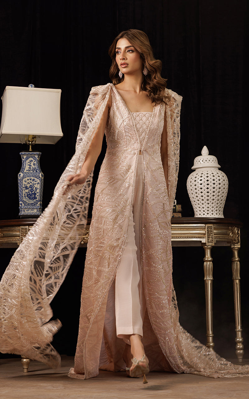 Threads and Motifs | Formal Dresses 25 | Net Embroidered Jacket with Embroidered Tube & Trouser