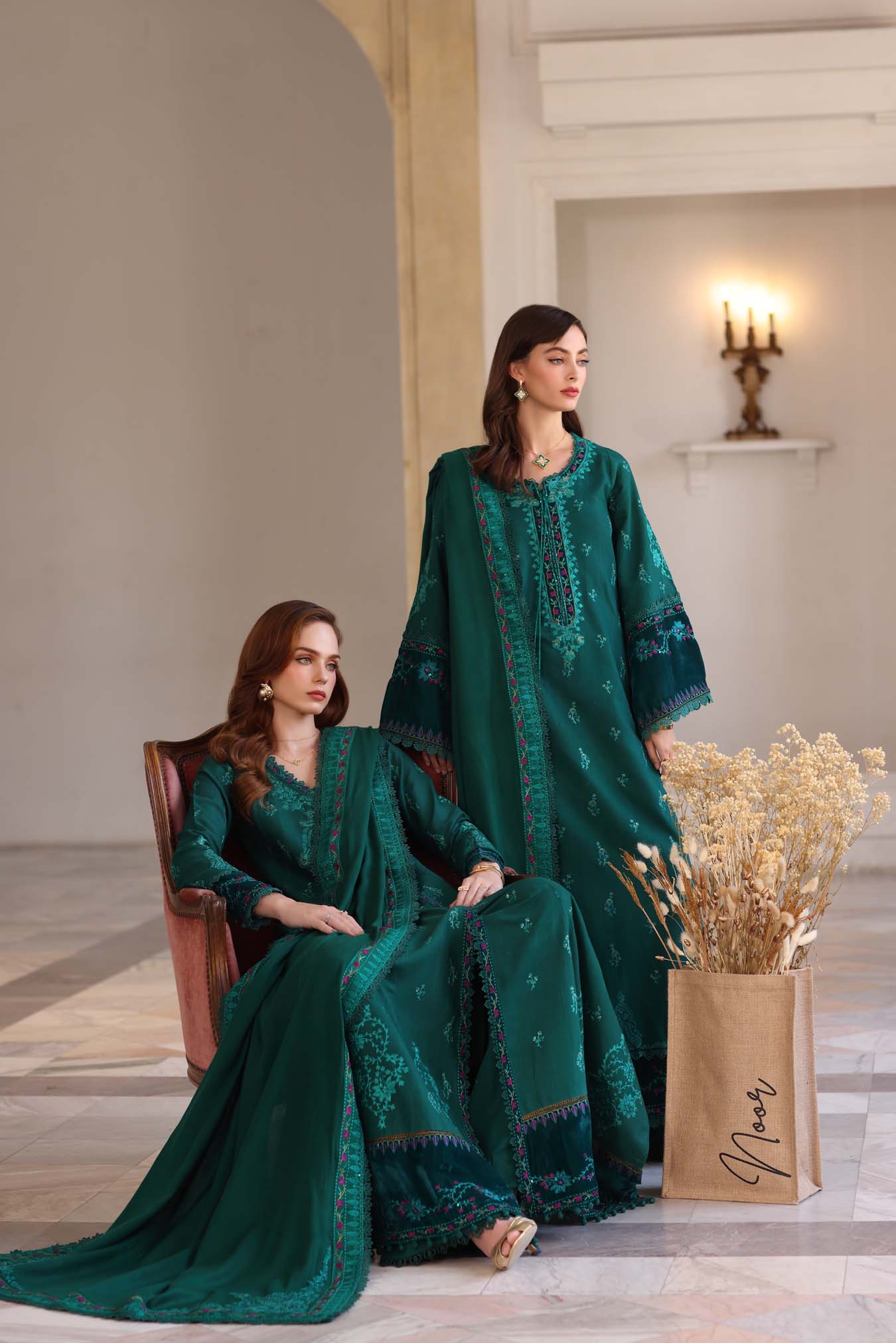 Noor by Saadia Asad | Winter Pashmina 25 | Emerald Reverie