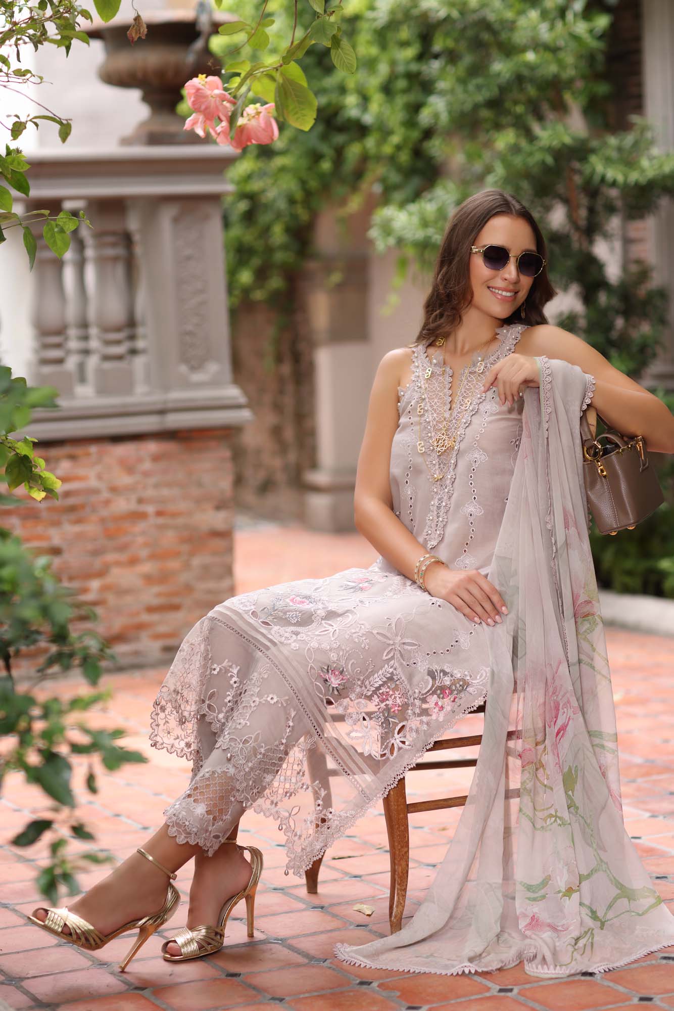 Noor by Saadia Asad | Eid Luxury Schiffli Laserkari 25 | D11- Mink