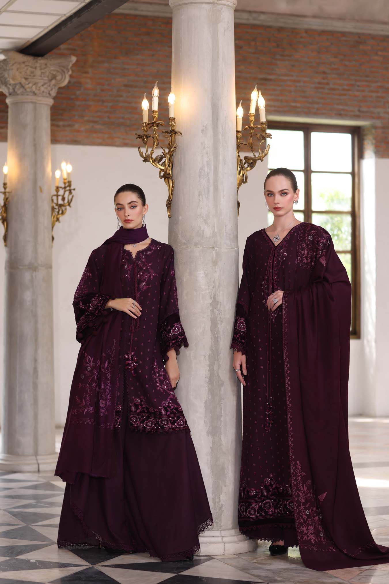 Noor by Saadia Asad | Winter Pashmina 25 | Damson