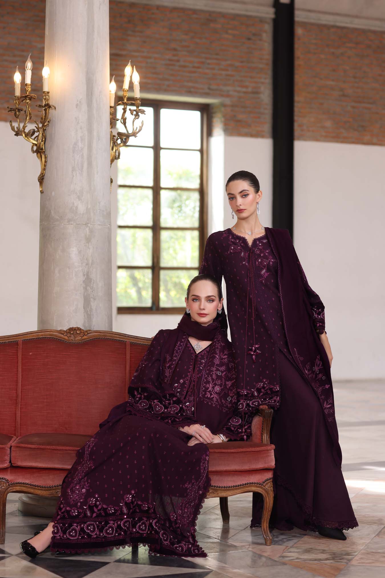 Noor by Saadia Asad | Winter Pashmina 25 | Damson