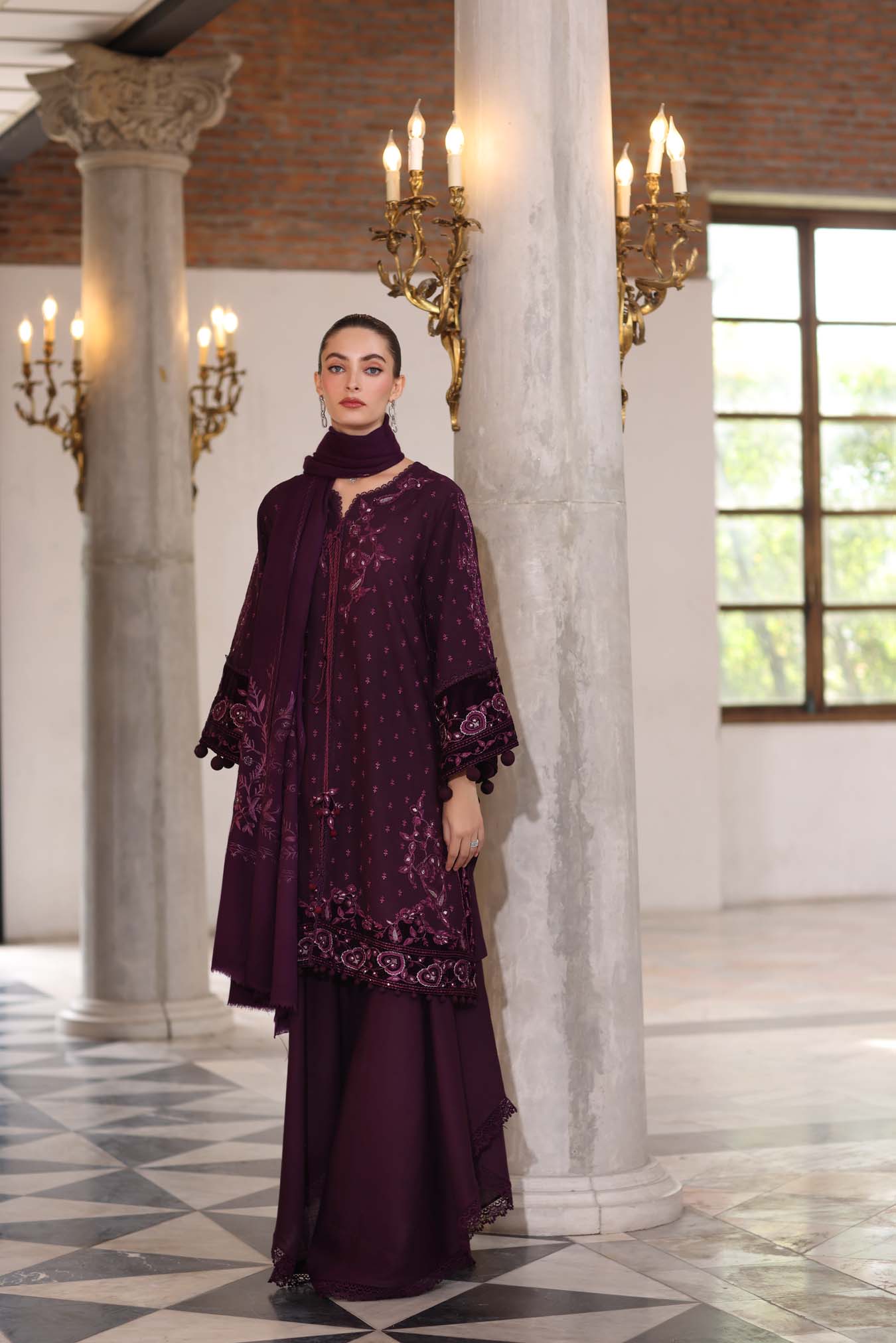 Noor by Saadia Asad | Winter Pashmina 25 | Damson