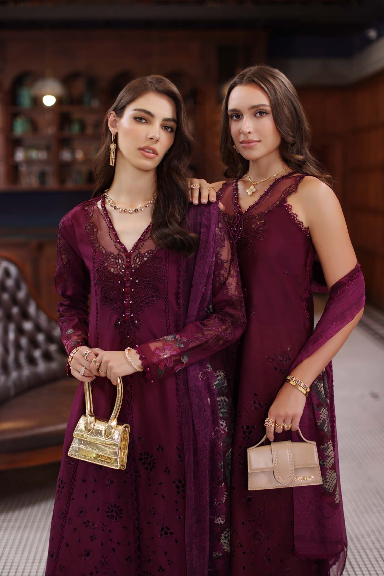 Noor by Saadia Asad | Eid Luxury Schiffli Laserkari 25 | D12- Plum