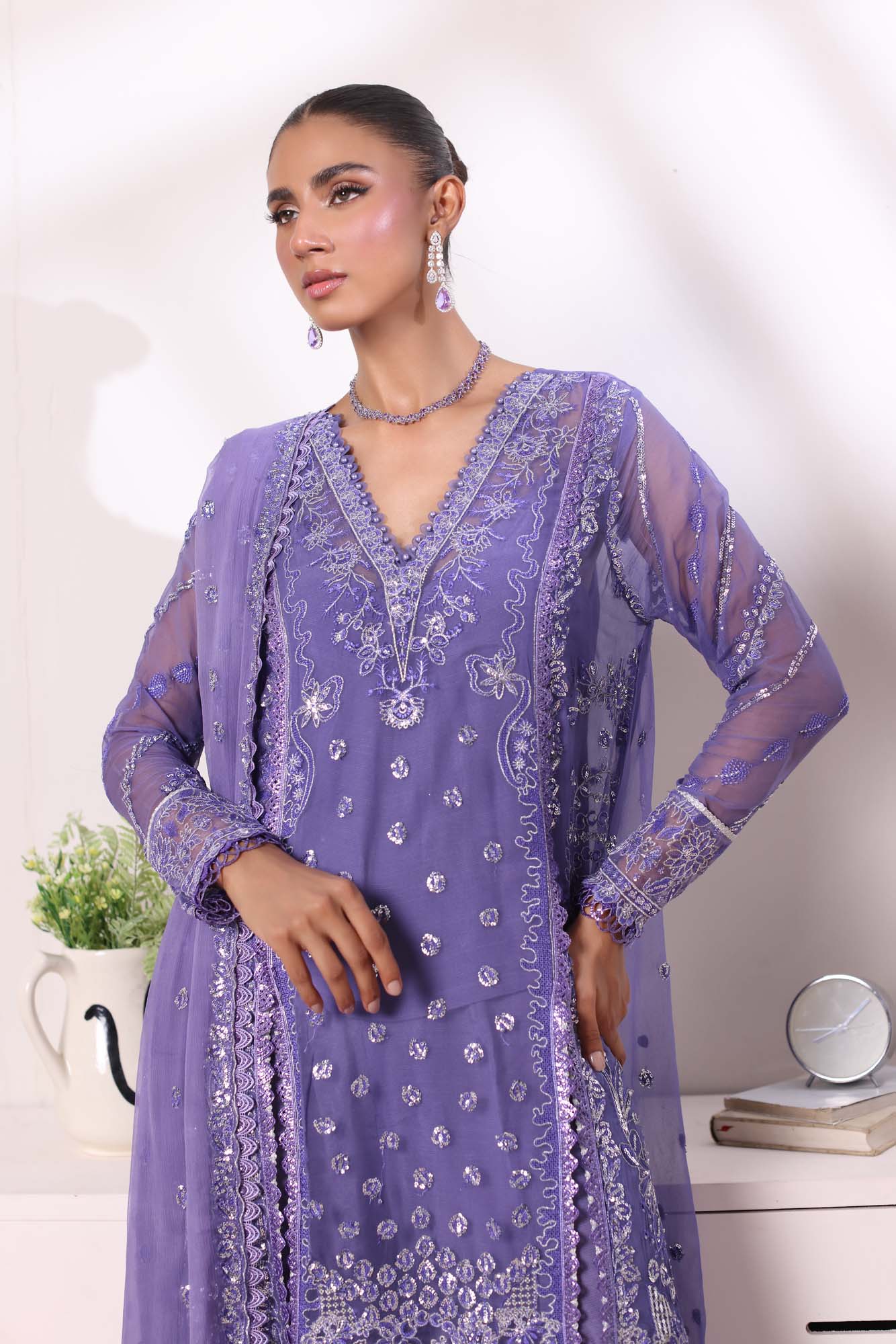 Noor by Saadia Asad | Noor Chiffon De Luxe | D2 - Official Noor by Saadia Asad - Agha Fabrics UK