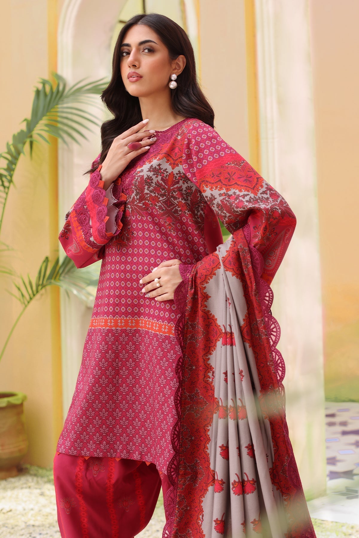 Charizma | Sheen Embroidered Linen Shawl | SHW4-06