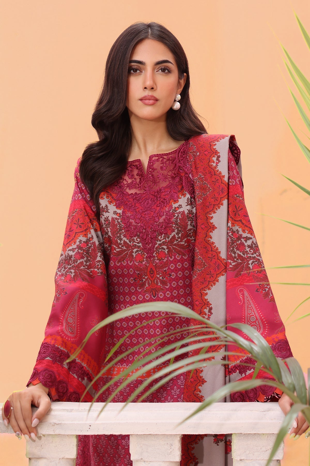 Charizma | Sheen Embroidered Linen Shawl | SHW4-06