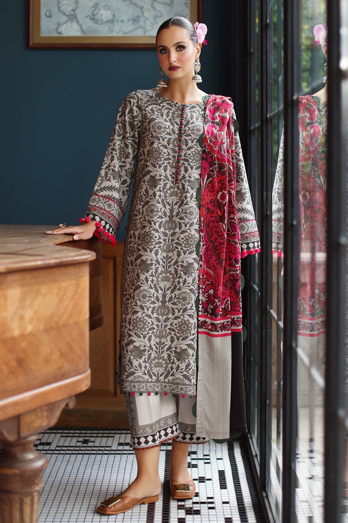 Charizma | C Prints Winter 25 | 3-PC Unstitched Printed Linen Collection CPW5-09 - Official Charizma - Agha Fabrics UK