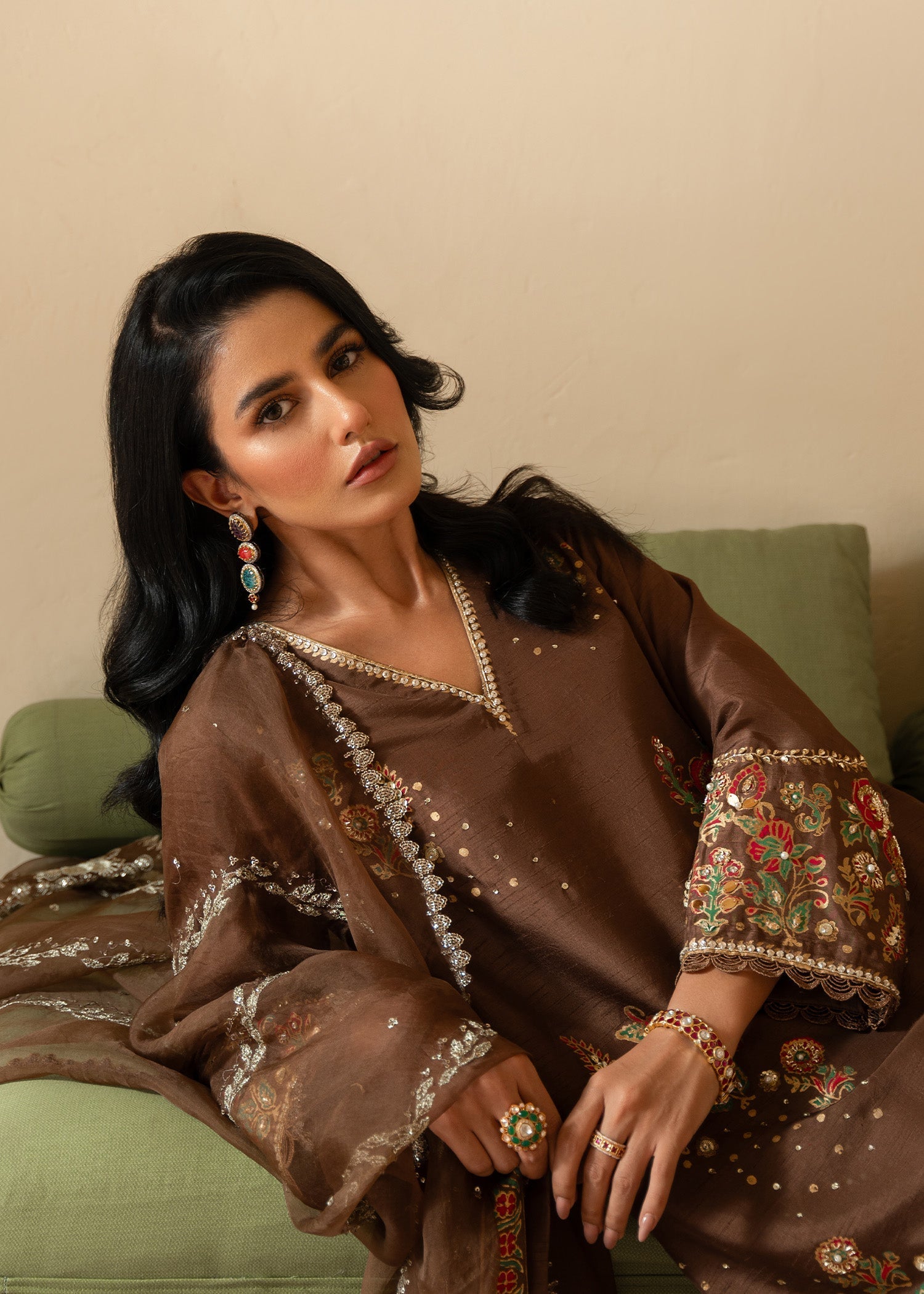 Sadaf Fawad Khan | Mehrma Wedding Formals | Hot Mocha