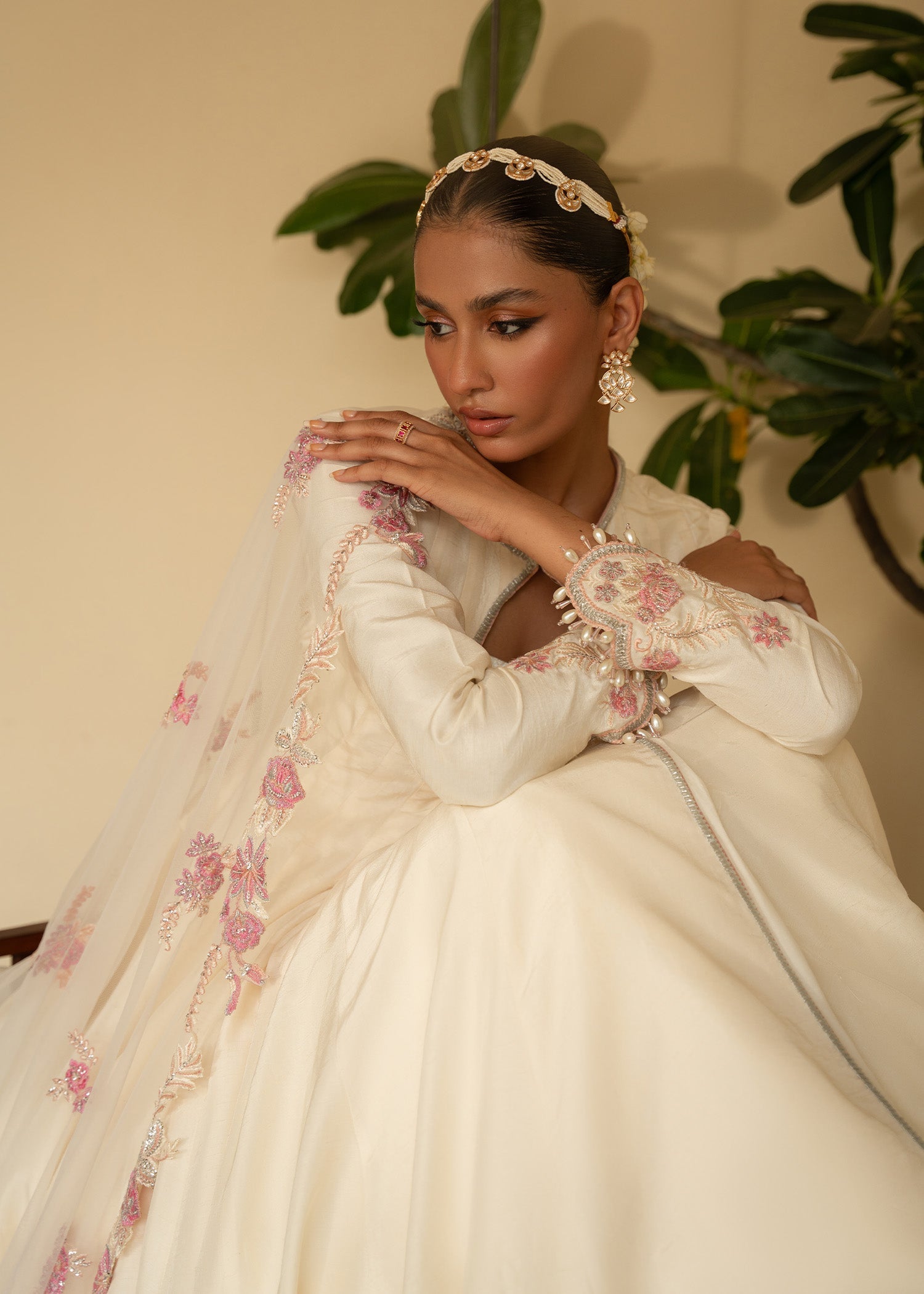 Sadaf Fawad Khan | Mehrma Wedding Formals | Peachy Cream