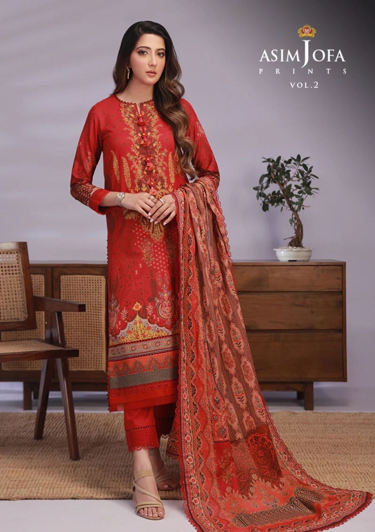 Lawn Collection - Asim Jofa - Basic - Print - 3 Pcs - AJBP#32 - Official Asim Jofa - Agha Fabrics UK