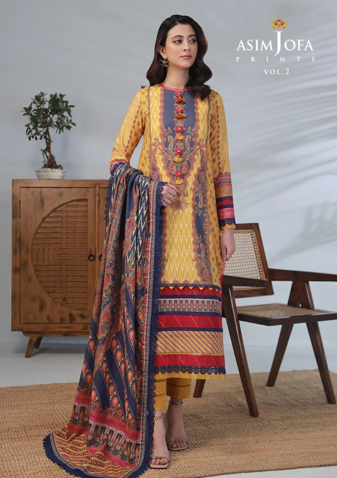 Lawn Collection - Asim Jofa - Basic - Print - 3 Pcs - AJBP#35 - Official Asim Jofa - Agha Fabrics UK