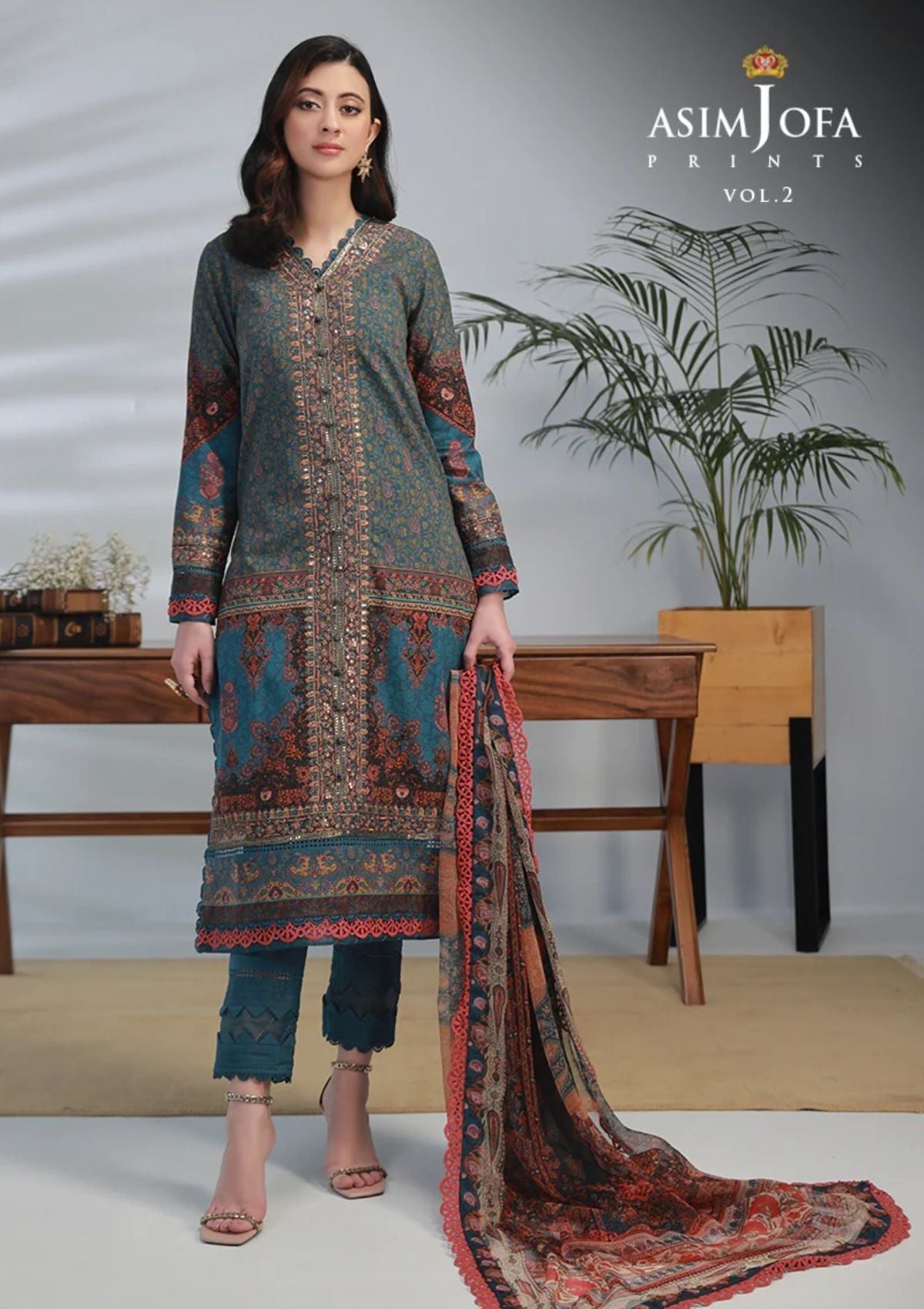Lawn Collection - Asim Jofa - Basic - Print - 3 Pcs - AJBP#36 - Official Asim Jofa - Agha Fabrics UK