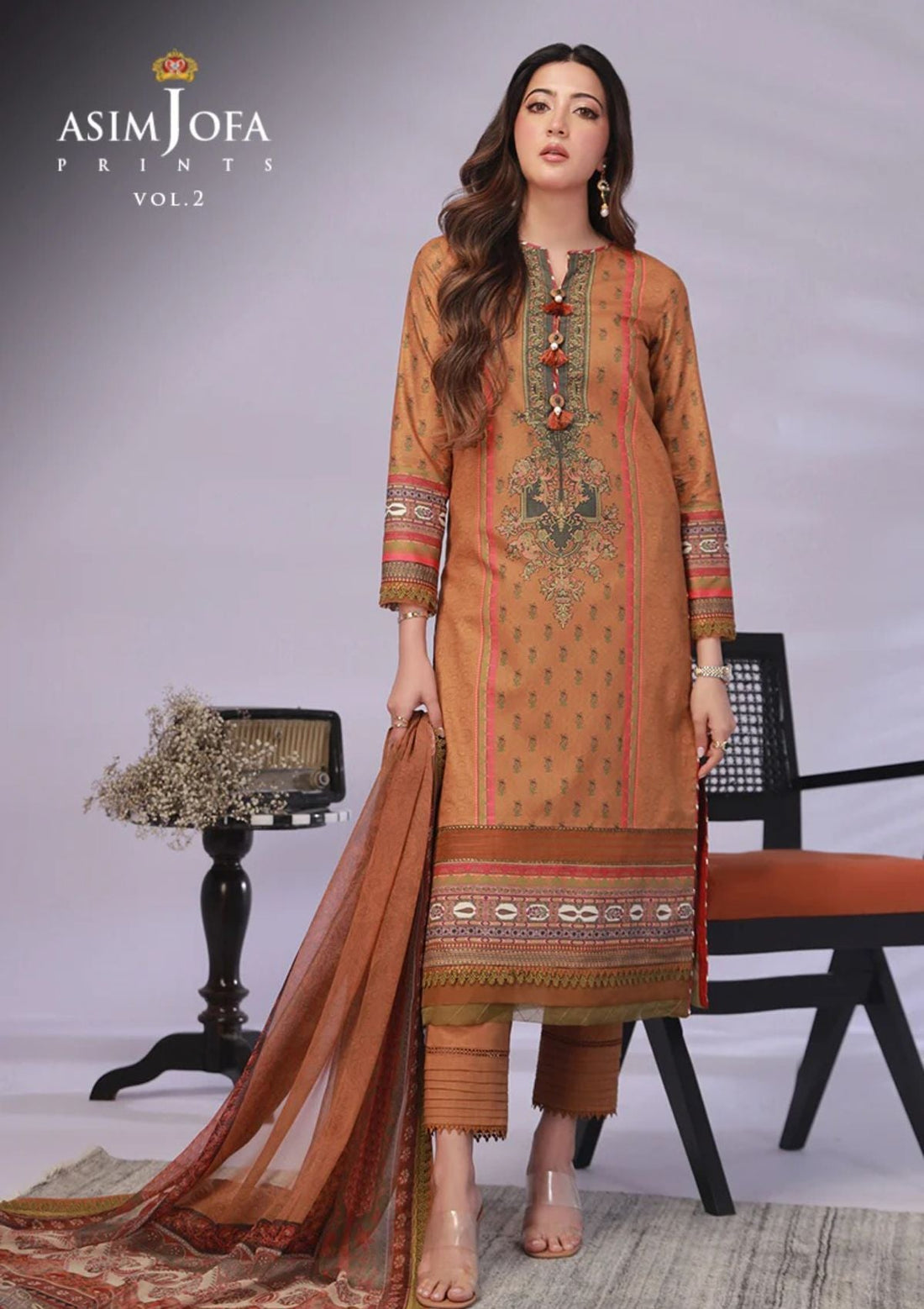 Lawn Collection - Asim Jofa - Basic - Print - 3 Pcs - AJBP#37 - Official Asim Jofa - Agha Fabrics UK