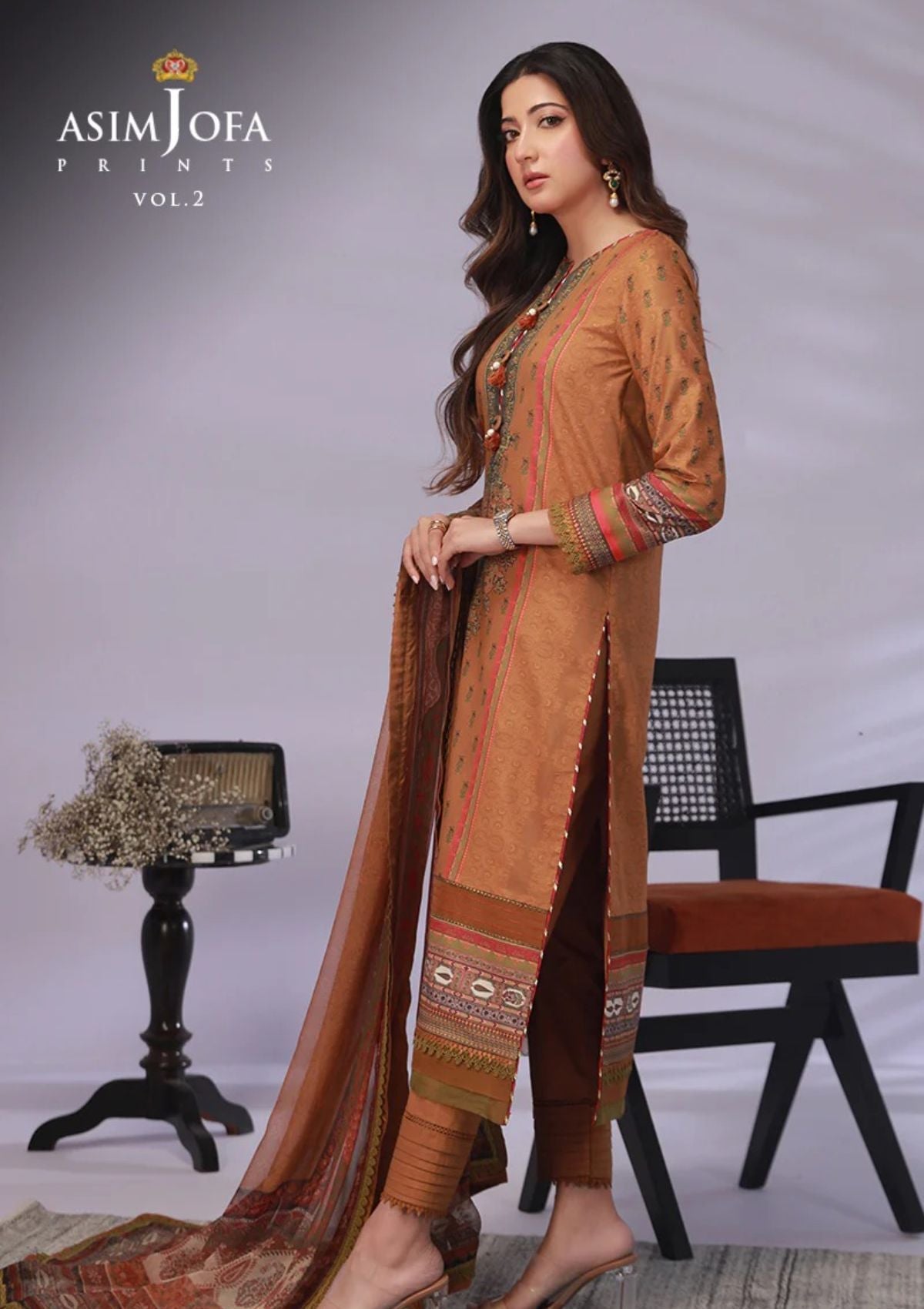 Lawn Collection - Asim Jofa - Basic - Print - 3 Pcs - AJBP#37 - Official Asim Jofa - Agha Fabrics UK