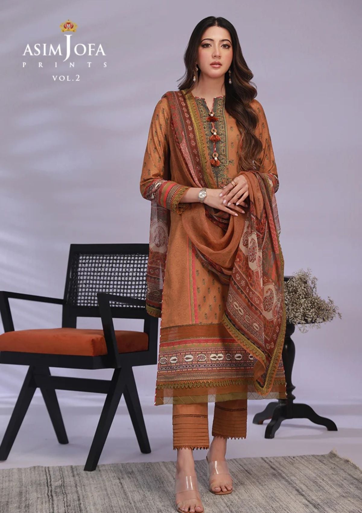 Lawn Collection - Asim Jofa - Basic - Print - 3 Pcs - AJBP#37 - Official Asim Jofa - Agha Fabrics UK