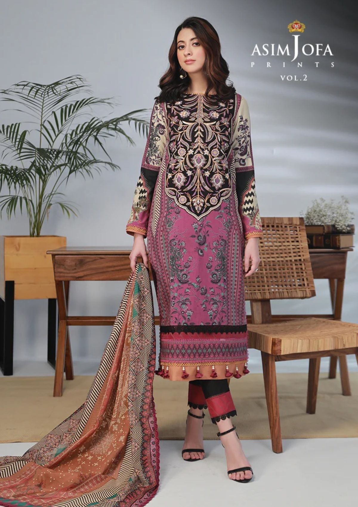 Lawn Collection - Asim Jofa - Basic - Print - 3 Pcs - AJBP#38 - Official Asim Jofa - Agha Fabrics UK