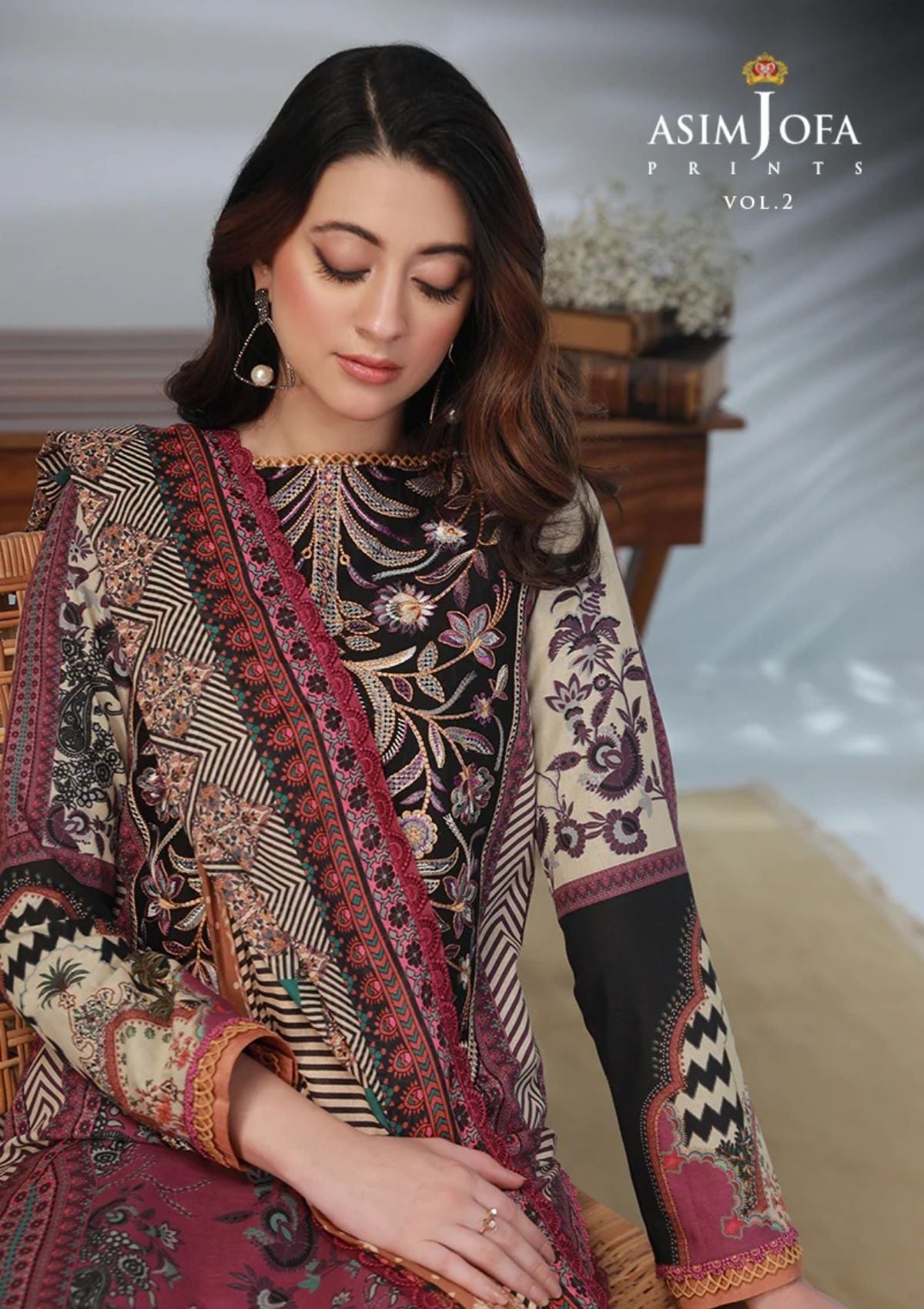 Lawn Collection - Asim Jofa - Basic - Print - 3 Pcs - AJBP#38 - Official Asim Jofa - Agha Fabrics UK