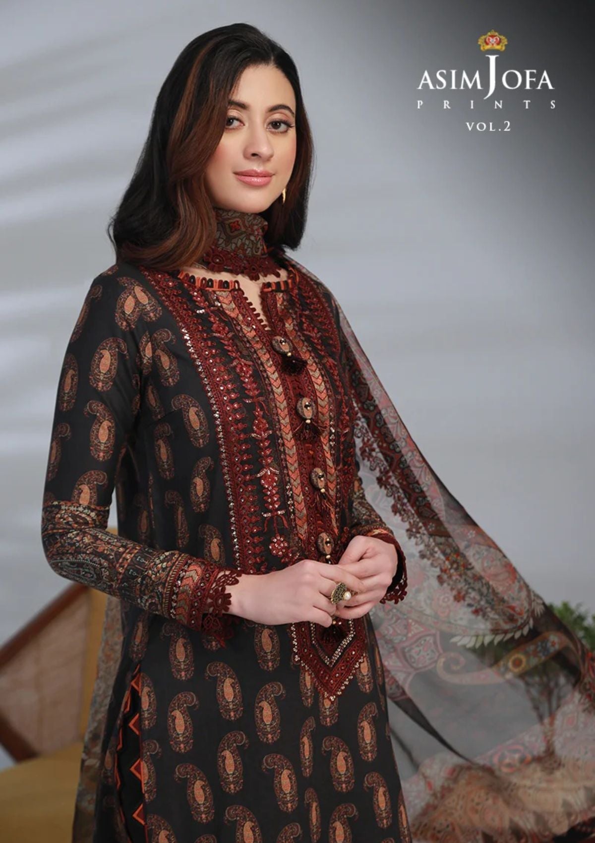 Lawn Collection - Asim Jofa - Basic - Print - 3 Pcs - AJBP#40 - Official Asim Jofa - Agha Fabrics UK