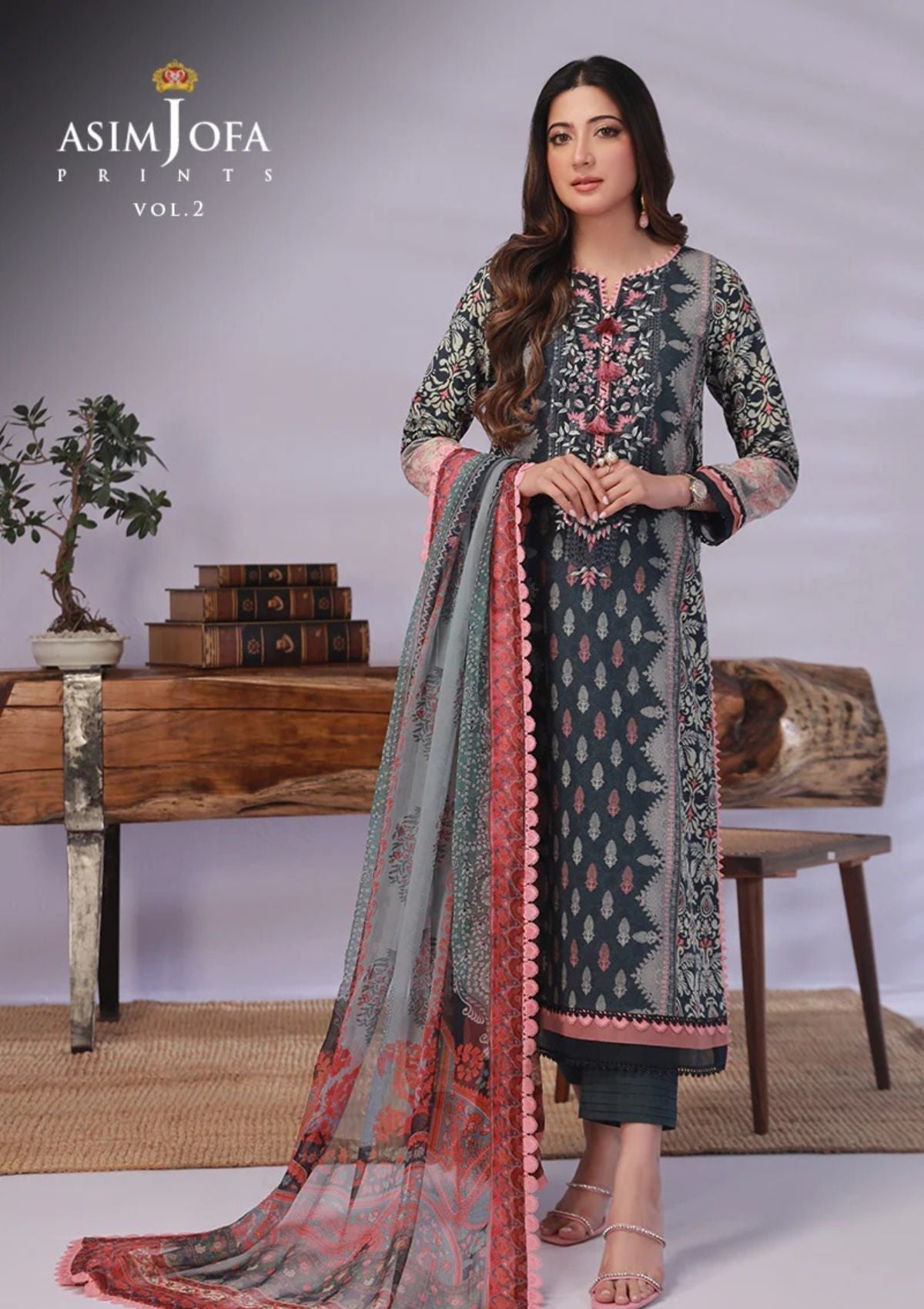 Lawn Collection - Asim Jofa - Basic - Print - 3 Pcs - AJBP#41 - Official Asim Jofa - Agha Fabrics UK