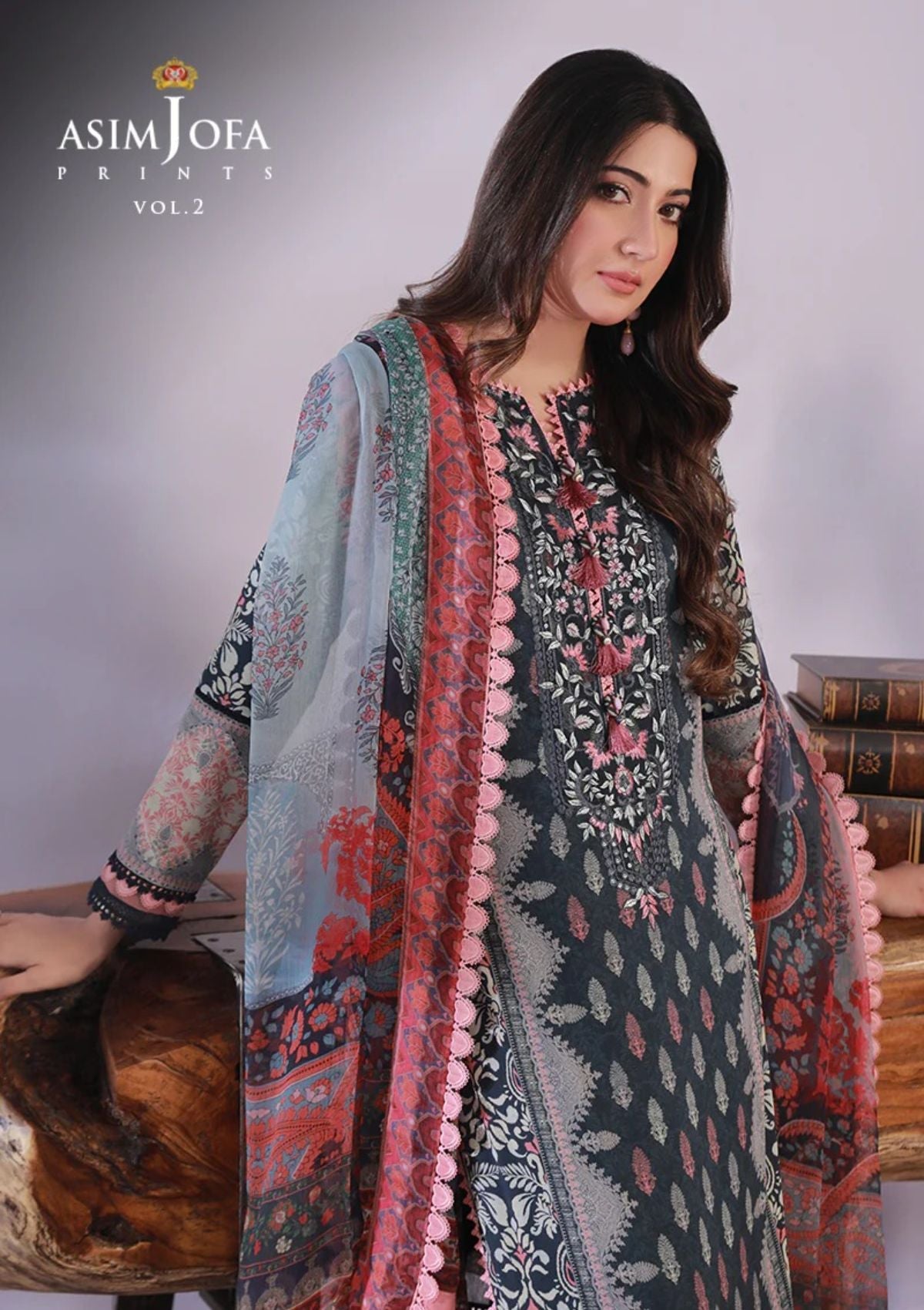 Lawn Collection - Asim Jofa - Basic - Print - 3 Pcs - AJBP#41 - Official Asim Jofa - Agha Fabrics UK
