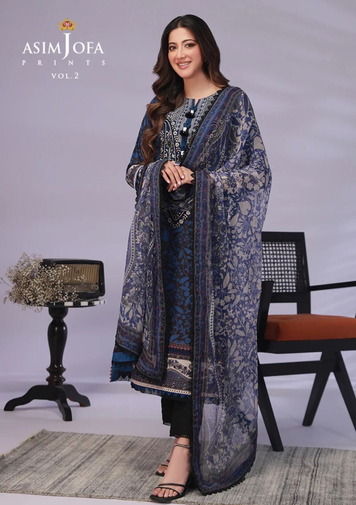 Lawn Collection - Asim Jofa - Basic - Print - 3 Pcs - AJBP#43 - Official Asim Jofa - Agha Fabrics UK