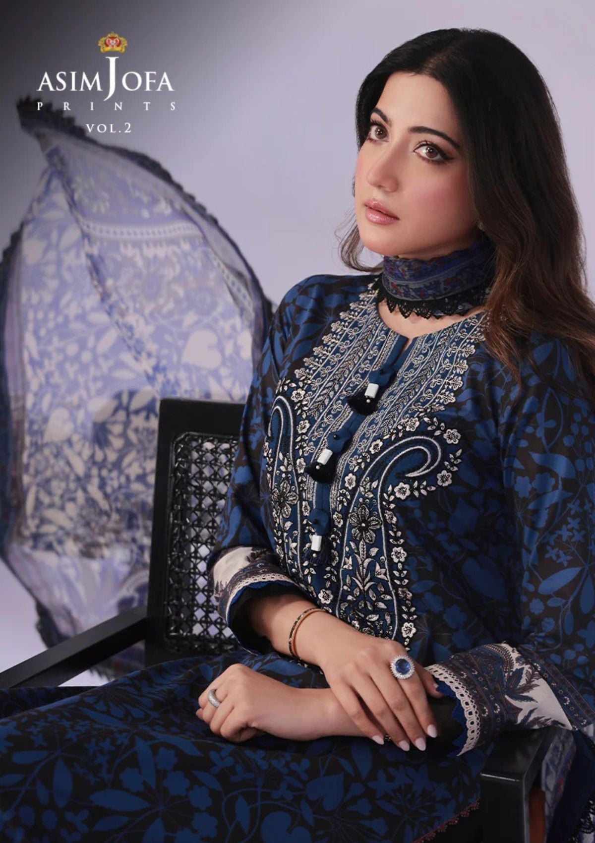 Lawn Collection - Asim Jofa - Basic - Print - 3 Pcs - AJBP#43 - Official Asim Jofa - Agha Fabrics UK