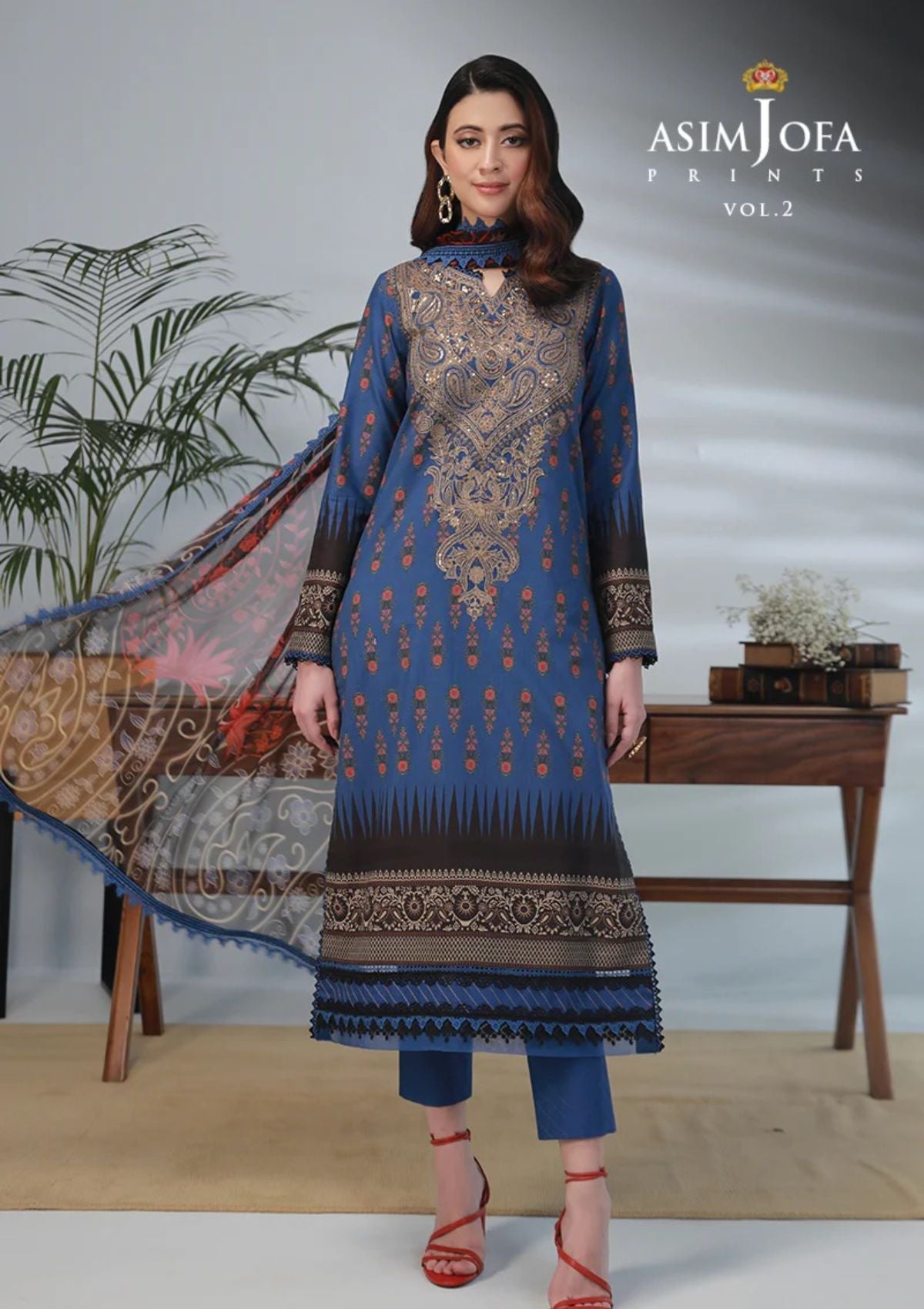 Lawn Collection - Asim Jofa - Basic - Print - 3 Pcs - AJBP#44 - Official Asim Jofa - Agha Fabrics UK