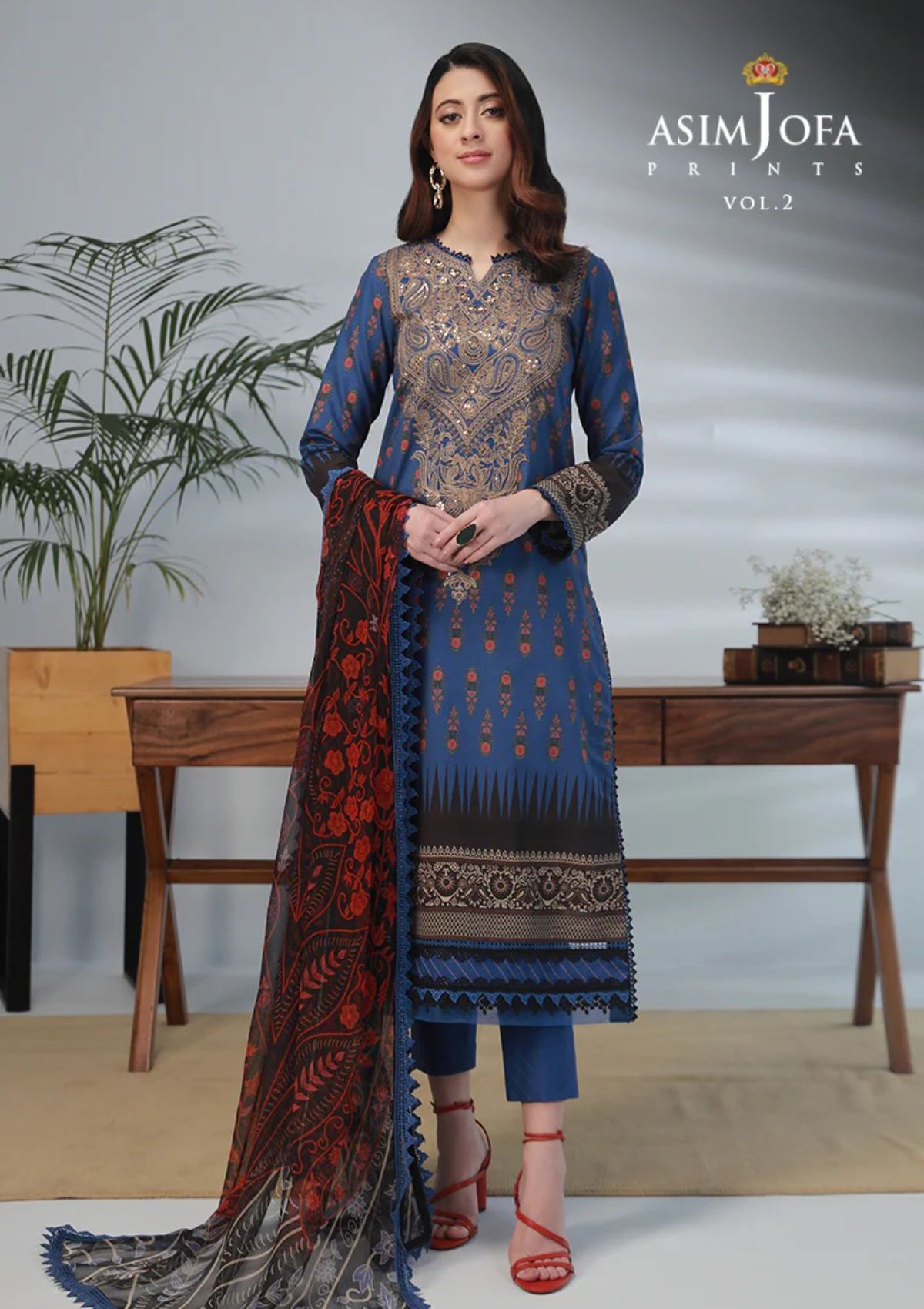 Lawn Collection - Asim Jofa - Basic - Print - 3 Pcs - AJBP#44 - Official Asim Jofa - Agha Fabrics UK
