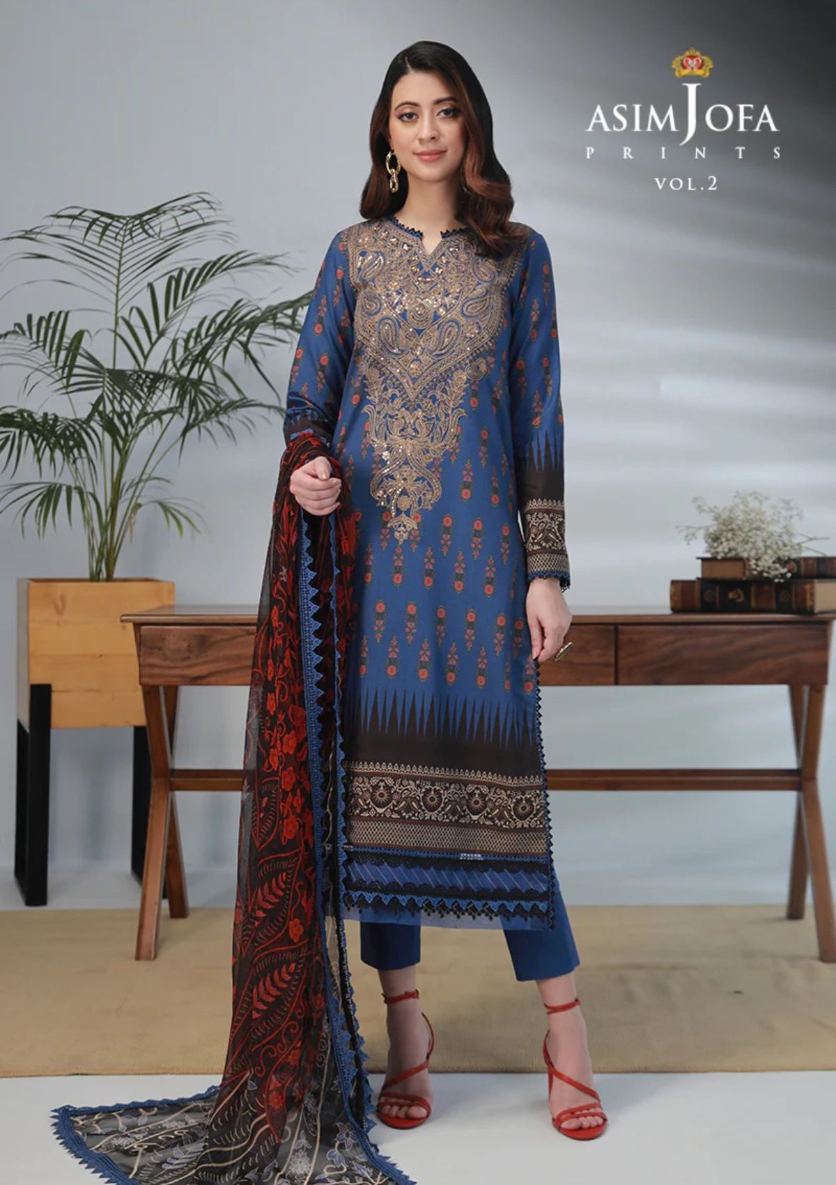 Lawn Collection - Asim Jofa - Basic - Print - 3 Pcs - AJBP#44 - Official Asim Jofa - Agha Fabrics UK
