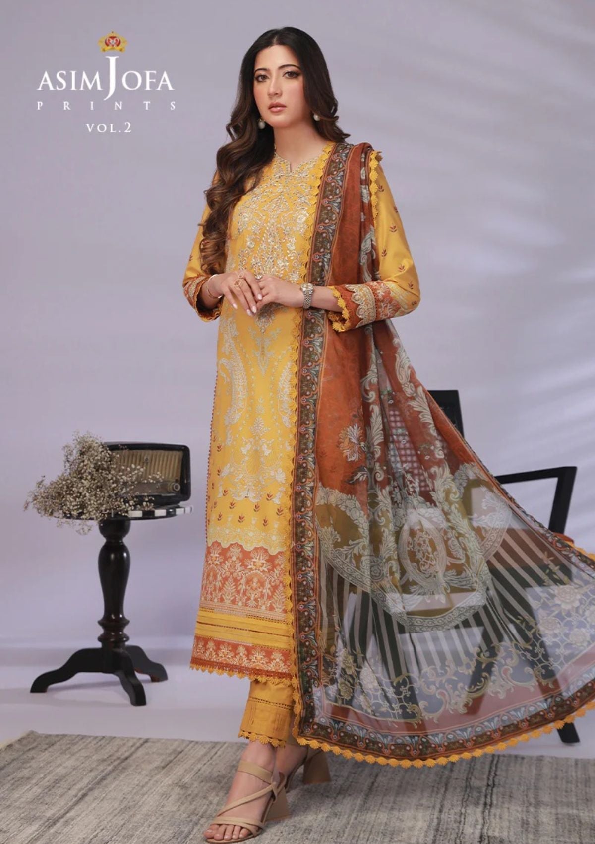 Lawn Collection - Asim Jofa - Basic - Print - 3 Pcs - AJBP#47 - Official Asim Jofa - Agha Fabrics UK