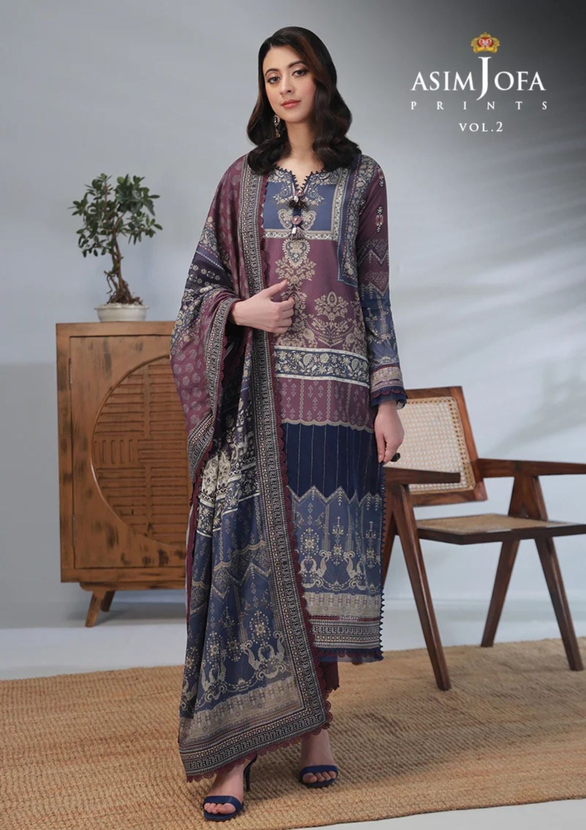 Lawn Collection - Asim Jofa - Basic - Print - 2 Pcs - AJBP#48 - Official Asim Jofa - Agha Fabrics UK
