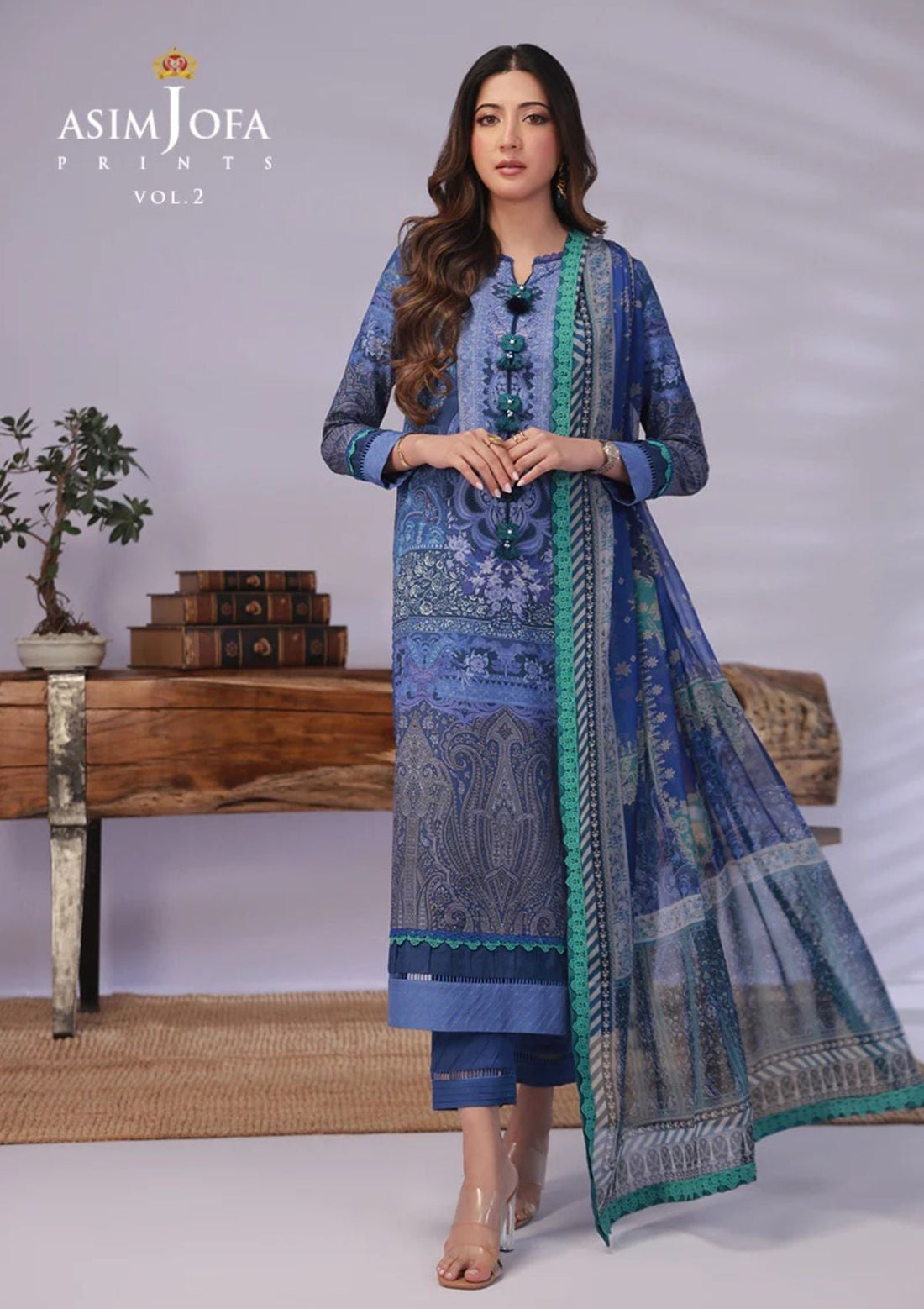 Lawn Collection - Asim Jofa - Basic - Print - 2 Pcs - AJBP#49 - Official Asim Jofa - Agha Fabrics UK