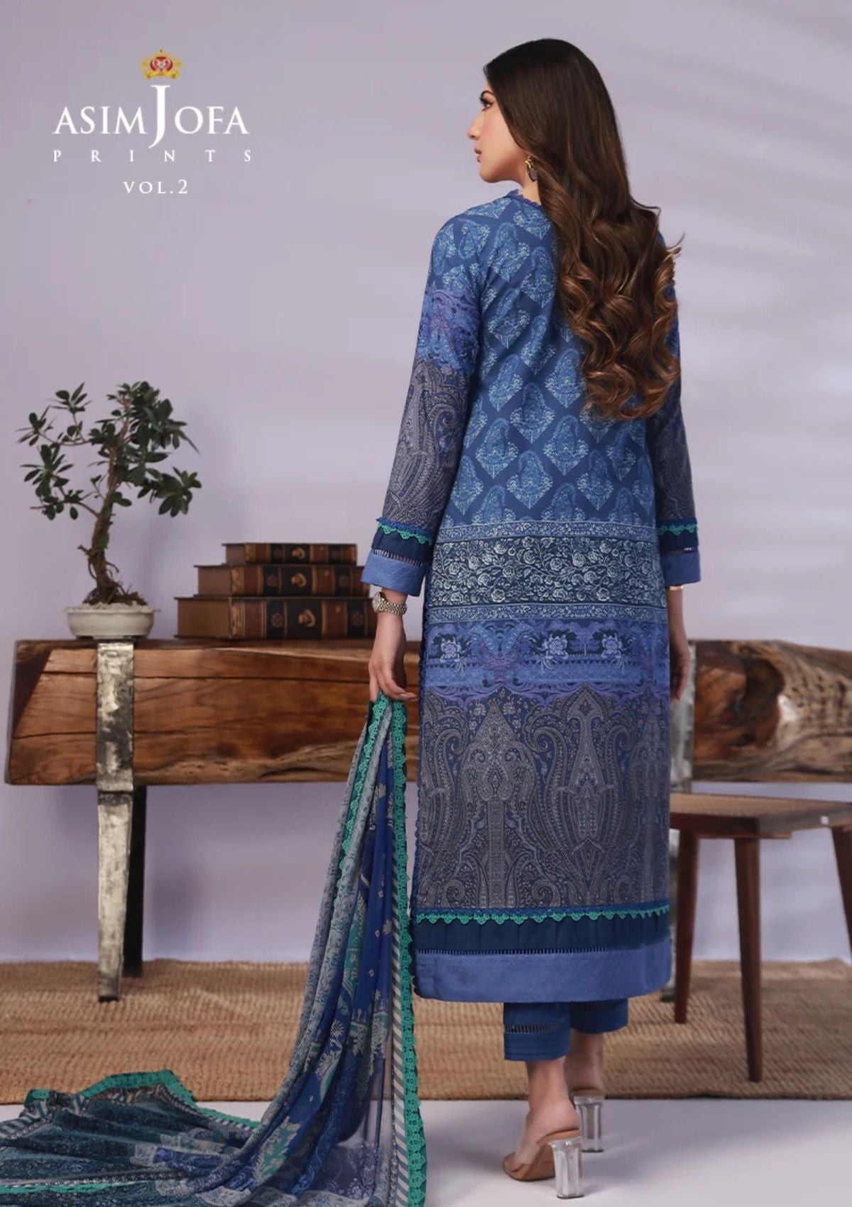 Lawn Collection - Asim Jofa - Basic - Print - 2 Pcs - AJBP#49 - Official Asim Jofa - Agha Fabrics UK