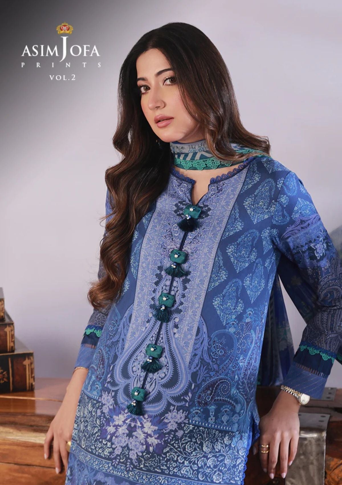 Lawn Collection - Asim Jofa - Basic - Print - 2 Pcs - AJBP#49 - Official Asim Jofa - Agha Fabrics UK