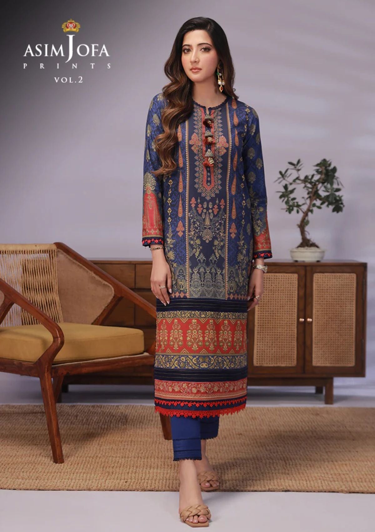 Lawn Collection - Asim Jofa - Basic - Print - 1 Pc - AJBP#50 - Official Asim Jofa - Agha Fabrics UK