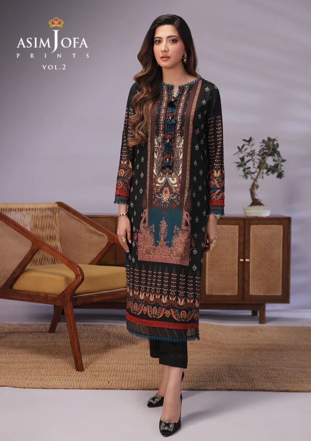 Lawn Collection - Asim Jofa - Basic - Print - 2 Pcs - AJBP#51 - Official Asim Jofa - Agha Fabrics UK