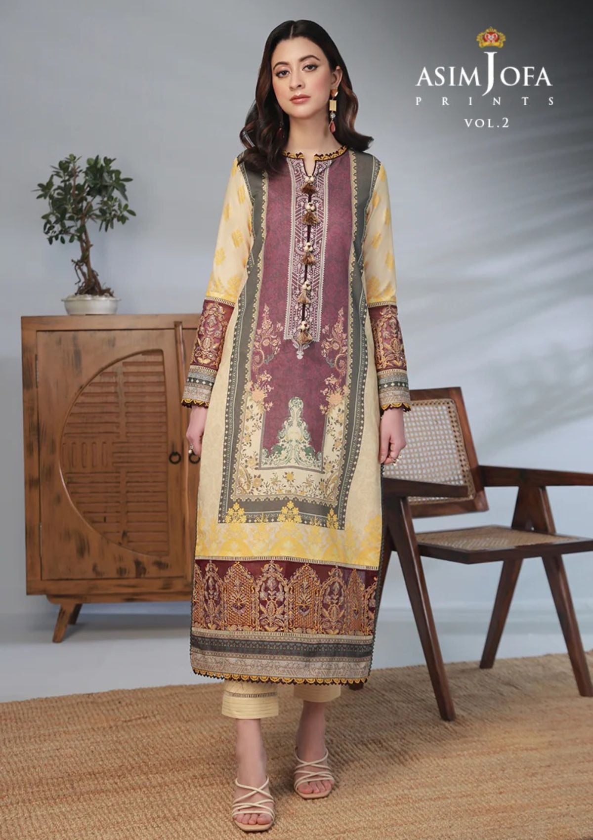 Lawn Collection - Asim Jofa - Basic - Print - 2 Pcs - AJBP#55 - Official Asim Jofa - Agha Fabrics UK