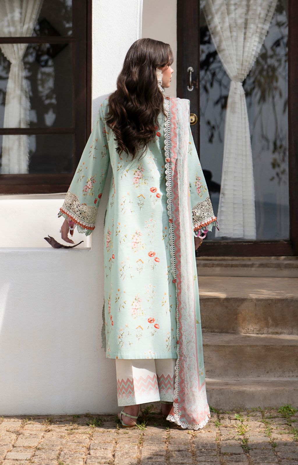 AJR Couture | Printakari Lawn 25 | Aqua - Official AJR Couture - Agha Fabrics UK