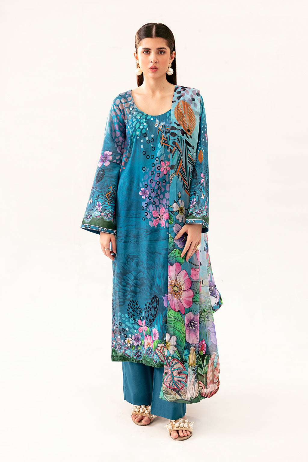 Afsanah | Ready to Wear | Fresh Teal AP-09 - Official Afsanah - Agha Fabrics UK