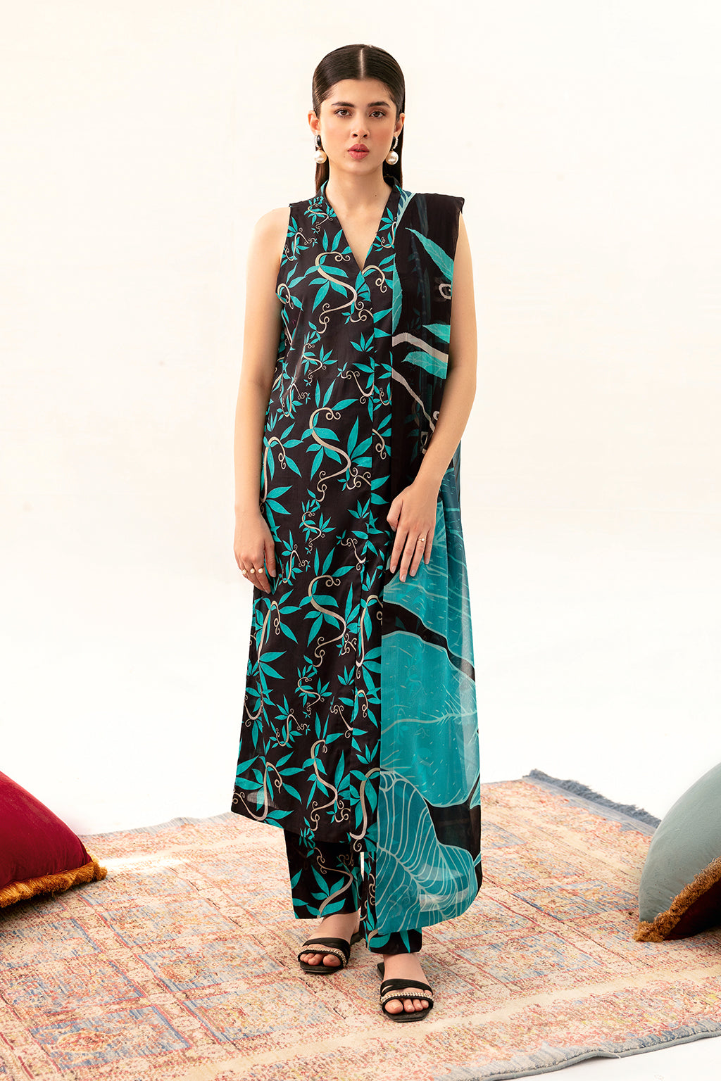 Afsanah | Ready to Wear | Black Splash AP-08 - Official Afsanah - Agha Fabrics UK